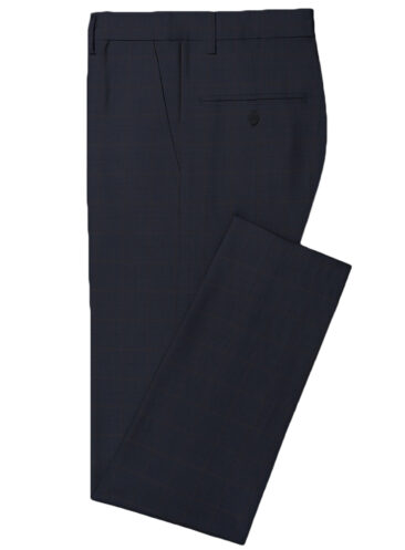 Spaadaa Men's Wool Checks Super 120's 3.75 Meter Unstitched Suiting Fabric (Dark Blue)