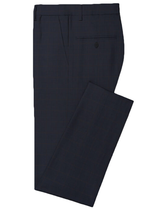 Spaadaa Men's Wool Checks Super 120's 3.75 Meter Unstitched Suiting Fabric (Dark Blue)