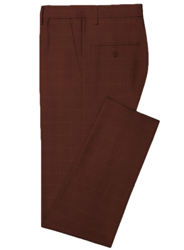Spaadaa Men's Wool Checks Super 120's 3.75 Meter Unstitched Suiting Fabric (Jam Red)