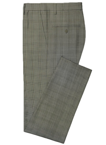 Spaadaa Men's Wool Checks 3.75 Meter Unstitched Suiting Fabric (Light Grey)