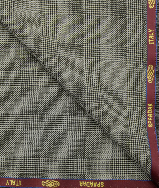 Spaadaa Men's Wool Checks 3.75 Meter Unstitched Suiting Fabric (Light Grey)