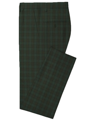 Spaadaa Men's Wool Checks 3.75 Meter Unstitched Suiting Fabric (Dark Pine Green)