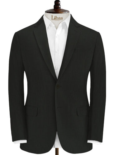 Spaadaa Men's Wool Structured 3.75 Meter Unstitched Suiting Fabric (Black)