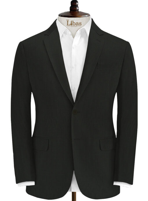 Spaadaa Men's Wool Structured 3.75 Meter Unstitched Suiting Fabric (Black)