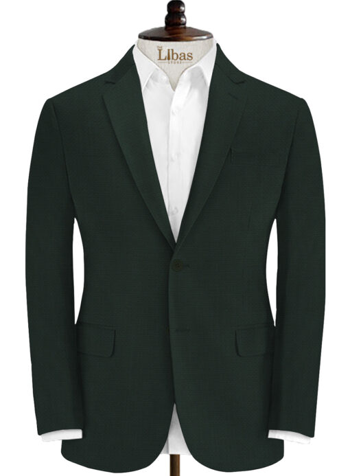 Spaadaa Men's Wool Structured 3.75 Meter Unstitched Suiting Fabric (Dark Pine Green)