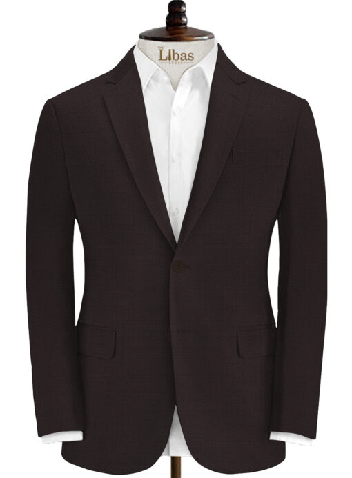 Spaadaa Men's Wool Structured 3.75 Meter Unstitched Suiting Fabric (Wine)