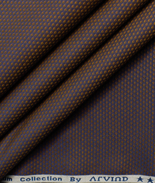 Arvind Men's Giza Cotton Structured 2.25 Meter Unstitched Shirting Fabric (Brown)