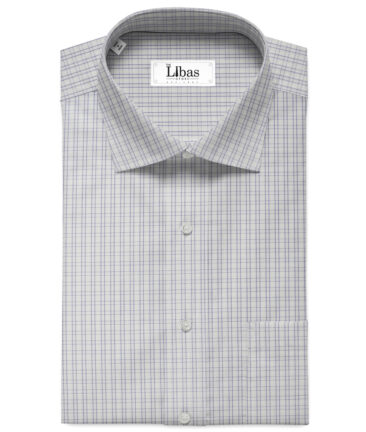 Arvind Men's  Premium Cotton Checks 2.25 Meter Unstitched Shirting Fabric (White & Purple)