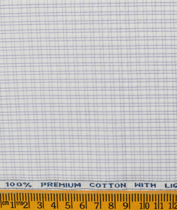 Arvind Men's  Premium Cotton Checks 2.25 Meter Unstitched Shirting Fabric (White & Purple)