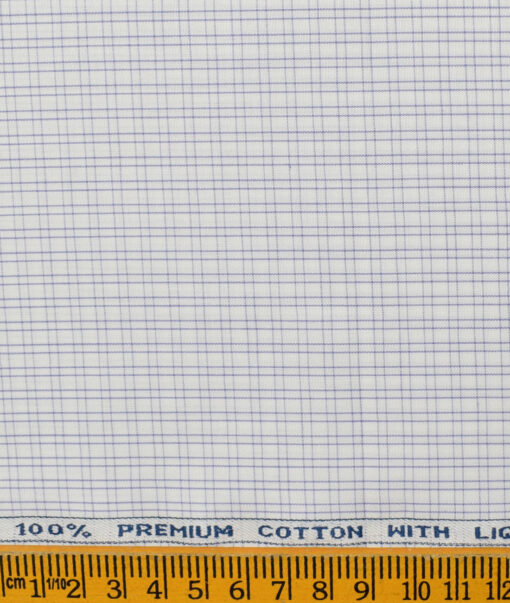 Arvind Men's  Premium Cotton Checks 2.25 Meter Unstitched Shirting Fabric (White & Purple)