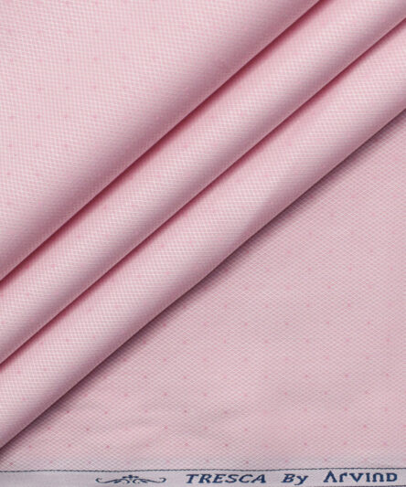Arvind Men's  Superfine Cotton Structured 2.25 Meter Unstitched Shirting Fabric (Pink)