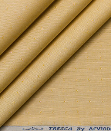 Arvind Men's  Superfine Cotton Structured 2.25 Meter Unstitched Shirting Fabric (Yellow)