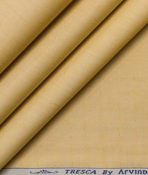 Arvind Men's  Superfine Cotton Structured 2.25 Meter Unstitched Shirting Fabric (Yellow)