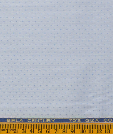 Birla Century Men's Giza Cotton Self Design 2.25 Meter Unstitched Shirting Fabric (Light Blue)