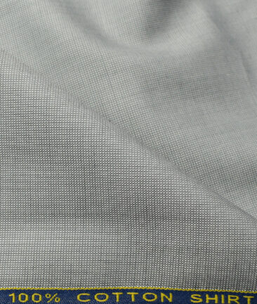 Birla Century Men's Cotton Structured 2.25 Meter Unstitched Shirting Fabric (Silver Grey)