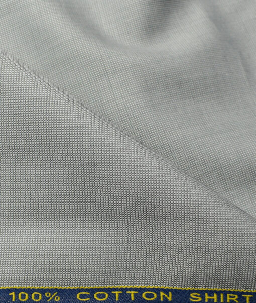 Birla Century Men's Cotton Structured 2.25 Meter Unstitched Shirting Fabric (Silver Grey)