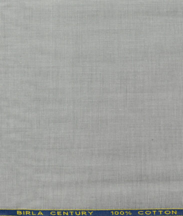 Birla Century Men's Cotton Structured 2.25 Meter Unstitched Shirting Fabric (Silver Grey)