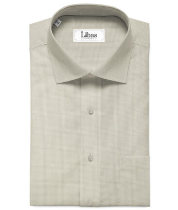 Cadini Men's  Cotton Checks 2.25 Meter Unstitched Shirting Fabric (Cream)