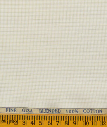 Cadini Men's  Cotton Checks 2.25 Meter Unstitched Shirting Fabric (Cream)