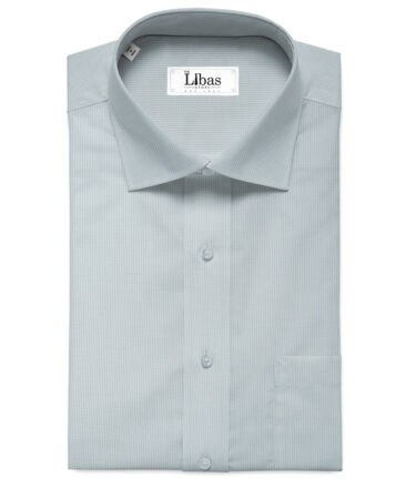 Cadini Men's Cotton Checks 2.25 Meter Unstitched Shirting Fabric (White & Sky Blue)