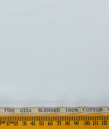Cadini Men's Cotton Checks 2.25 Meter Unstitched Shirting Fabric (White & Sky Blue)