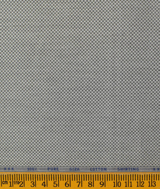 J.Hampstead Men's Giza Cotton Structured 2.25 Meter Unstitched Shirting Fabric (Grey)