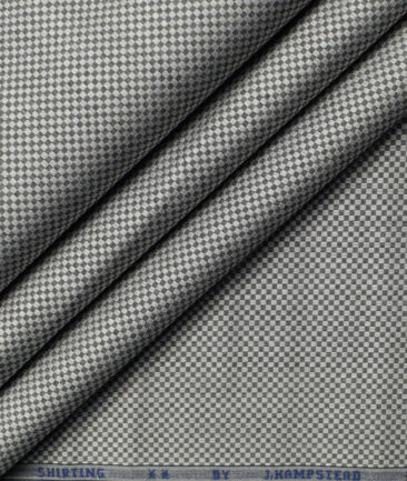 J.Hampstead Men's Giza Cotton Structured 2.25 Meter Unstitched Shirting Fabric (Grey)
