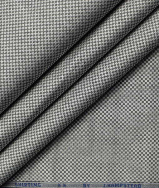 J.Hampstead Men's Giza Cotton Structured 2.25 Meter Unstitched Shirting Fabric (Grey)