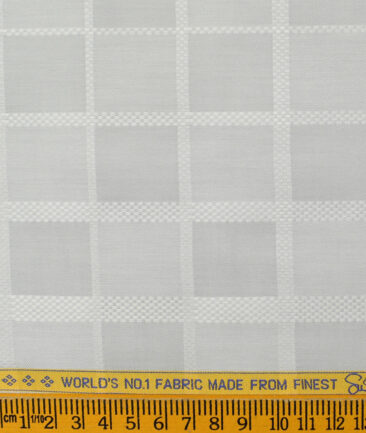 Luthai Men's Supima Cotton Checks 2.25 Meter Unstitched Shirting Fabric (Grey)