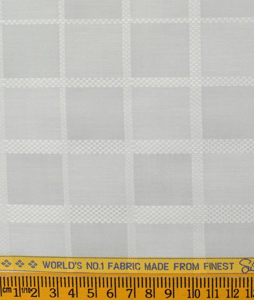 Luthai Men's Supima Cotton Checks 2.25 Meter Unstitched Shirting Fabric (Grey)
