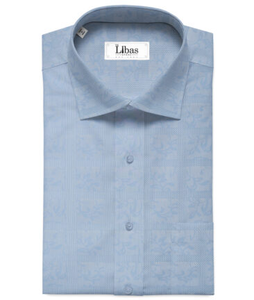 Luthai Men's Supima Cotton Checks 2.25 Meter Unstitched Shirting Fabric (Blue)