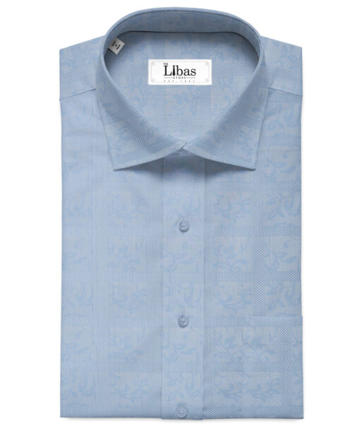 Luthai Men's Supima Cotton Checks 2.25 Meter Unstitched Shirting Fabric (Blue)