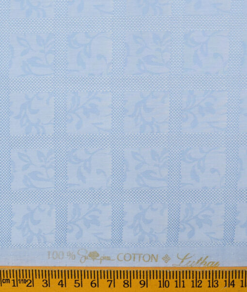 Luthai Men's Supima Cotton Checks 2.25 Meter Unstitched Shirting Fabric (Blue)