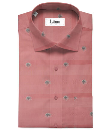 Luthai Men's Supima Cotton Self Design 2.25 Meter Unstitched Shirting Fabric (Blush Pink)