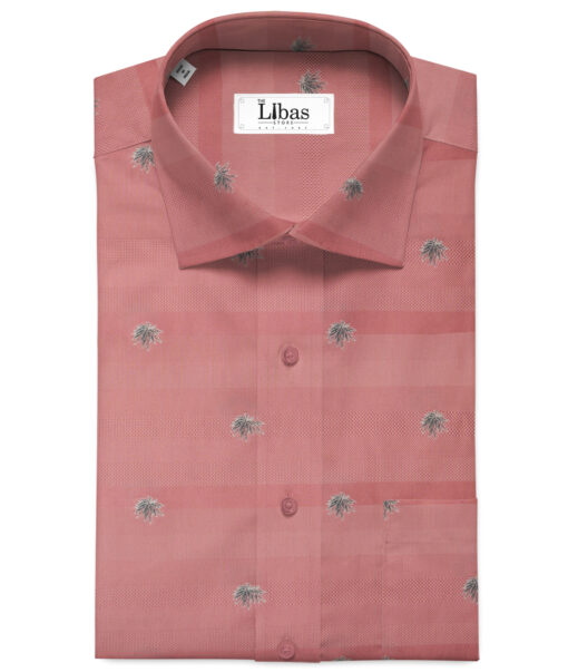 Luthai Men's Supima Cotton Self Design 2.25 Meter Unstitched Shirting Fabric (Blush Pink)