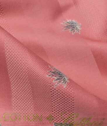 Luthai Men's Supima Cotton Self Design 2.25 Meter Unstitched Shirting Fabric (Blush Pink)