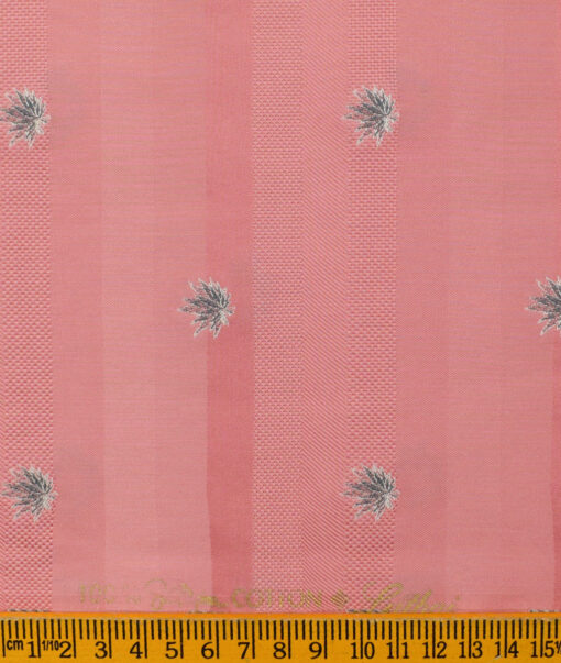 Luthai Men's Supima Cotton Self Design 2.25 Meter Unstitched Shirting Fabric (Blush Pink)
