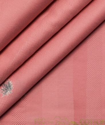 Luthai Men's Supima Cotton Self Design 2.25 Meter Unstitched Shirting Fabric (Blush Pink)