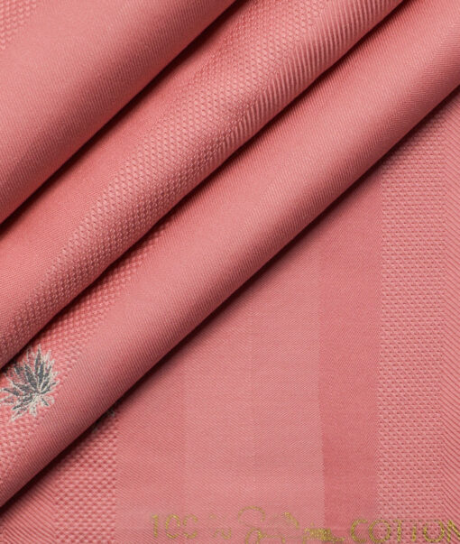Luthai Men's Supima Cotton Self Design 2.25 Meter Unstitched Shirting Fabric (Blush Pink)