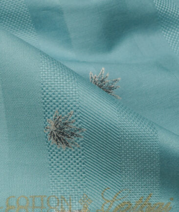 Luthai Men's Supima Cotton Self Design 2.25 Meter Unstitched Shirting Fabric (Teal Green)