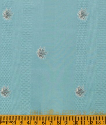 Luthai Men's Supima Cotton Self Design 2.25 Meter Unstitched Shirting Fabric (Teal Green)