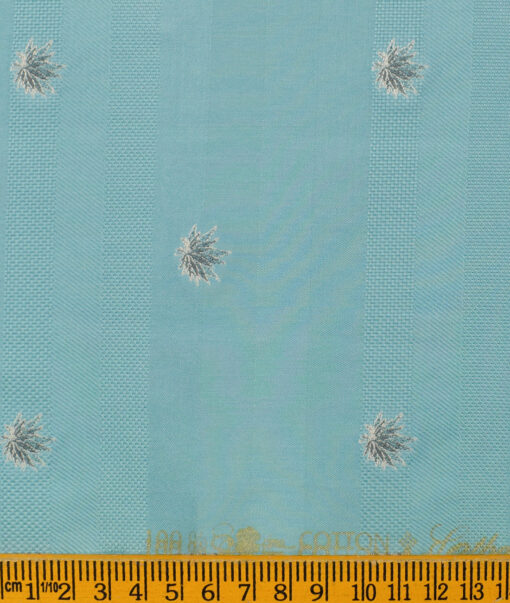 Luthai Men's Supima Cotton Self Design 2.25 Meter Unstitched Shirting Fabric (Teal Green)