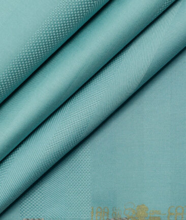 Luthai Men's Supima Cotton Self Design 2.25 Meter Unstitched Shirting Fabric (Teal Green)