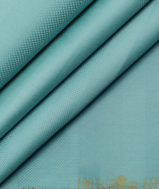 Luthai Men's Supima Cotton Self Design 2.25 Meter Unstitched Shirting Fabric (Teal Green)