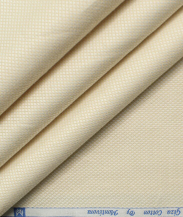 Monti Vora Men's Giza Cotton Structured 2.25 Meter Unstitched Shirting Fabric (Beige)