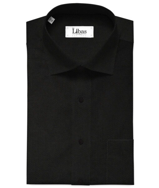 Monti Vora Men's Giza Cotton Structured 2.25 Meter Unstitched Shirting Fabric (Black)