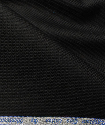 Monti Vora Men's Giza Cotton Structured 2.25 Meter Unstitched Shirting Fabric (Black)