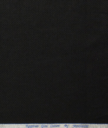 Monti Vora Men's Giza Cotton Structured 2.25 Meter Unstitched Shirting Fabric (Black)