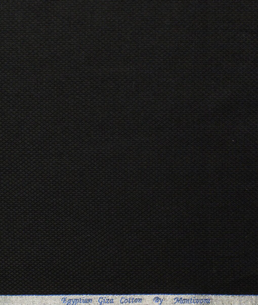 Monti Vora Men's Giza Cotton Structured 2.25 Meter Unstitched Shirting Fabric (Black)