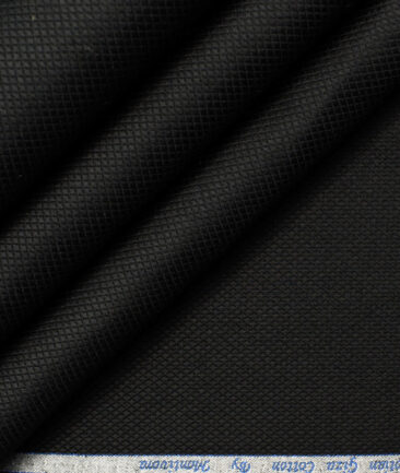 Monti Vora Men's Giza Cotton Structured 2.25 Meter Unstitched Shirting Fabric (Black)